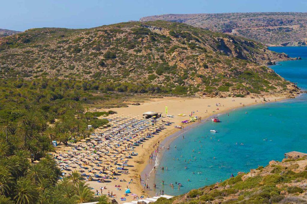 The palm grove and the beach of Vai, Crete