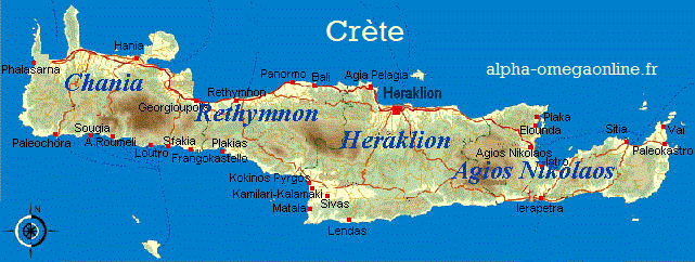 Crete, map of Crete