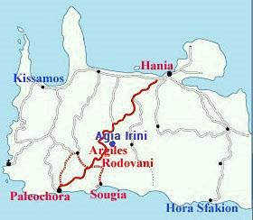 Carte de Agia Irini. Crète de l'ouest