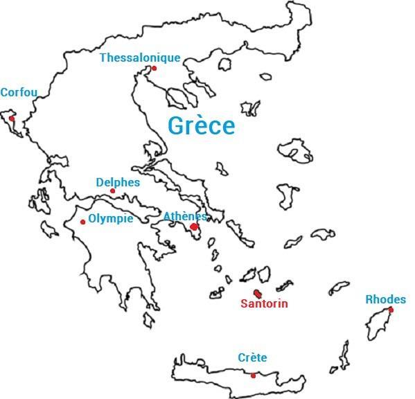 Carte d de Grèce et de Santorin