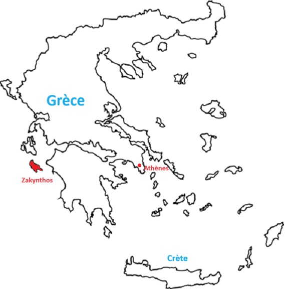 Carte de Grèce et de Zakynthos ou Zante